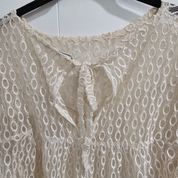 Zara Cream Lace Boho Peasant Top Sz S - Picture 6 of 7